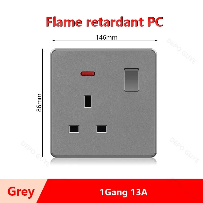 Universal 5-pin Dual USB charging socket,White smart 18W Fast Charging Type C  Power Outlet plug,UK Wall electrical socket 220V