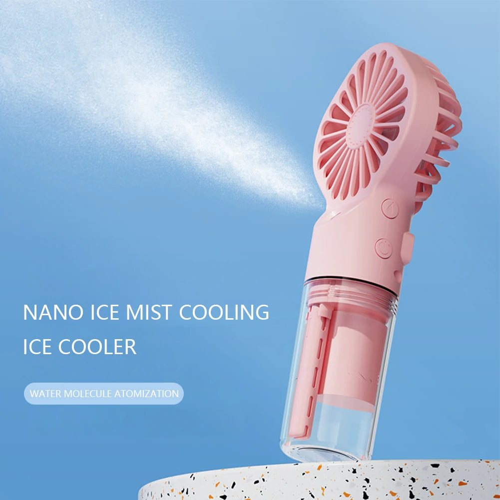 Handheld Mini Air Conditioner USB Rechargeable Portable Humidifier Mist Cooler 4 Speed Humidification Fan Low Noise Summer Gift