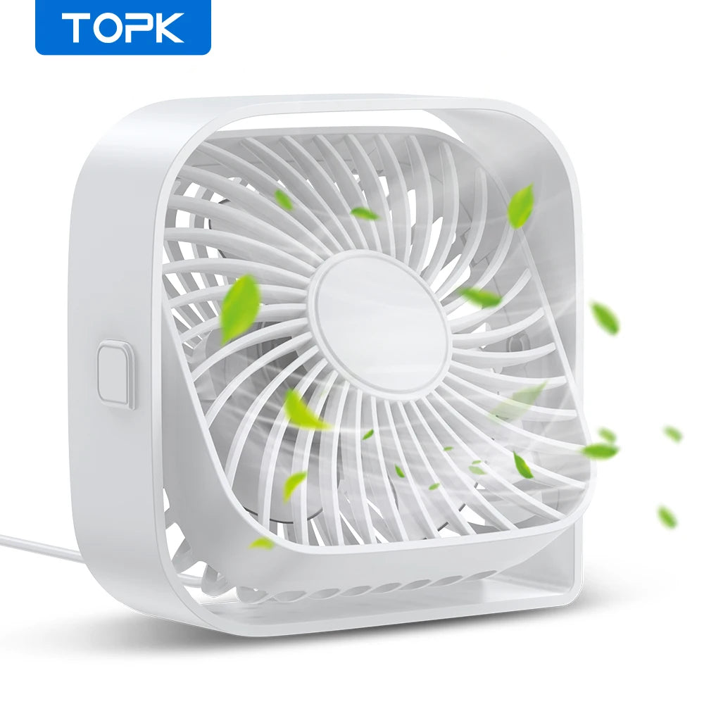 TOPK USB Desk Fan, Mini Fan Portable,3 Speeds Desktop Table Cooling Fan,Quiet Personal Small Fans for Room Home Desktop Office