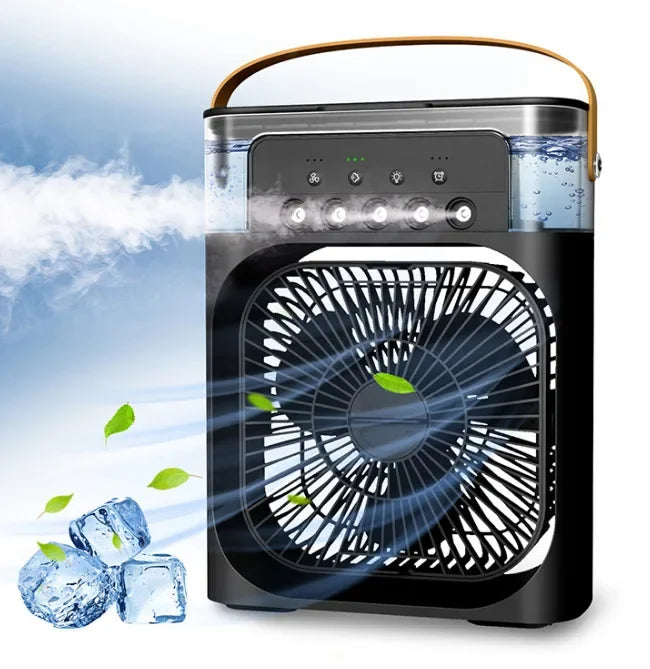 2025 New Portable Air Cooler with Humidifier LED Night Light AI Smart Temperature Adjustment Quiet Personal Space Cooling Fan