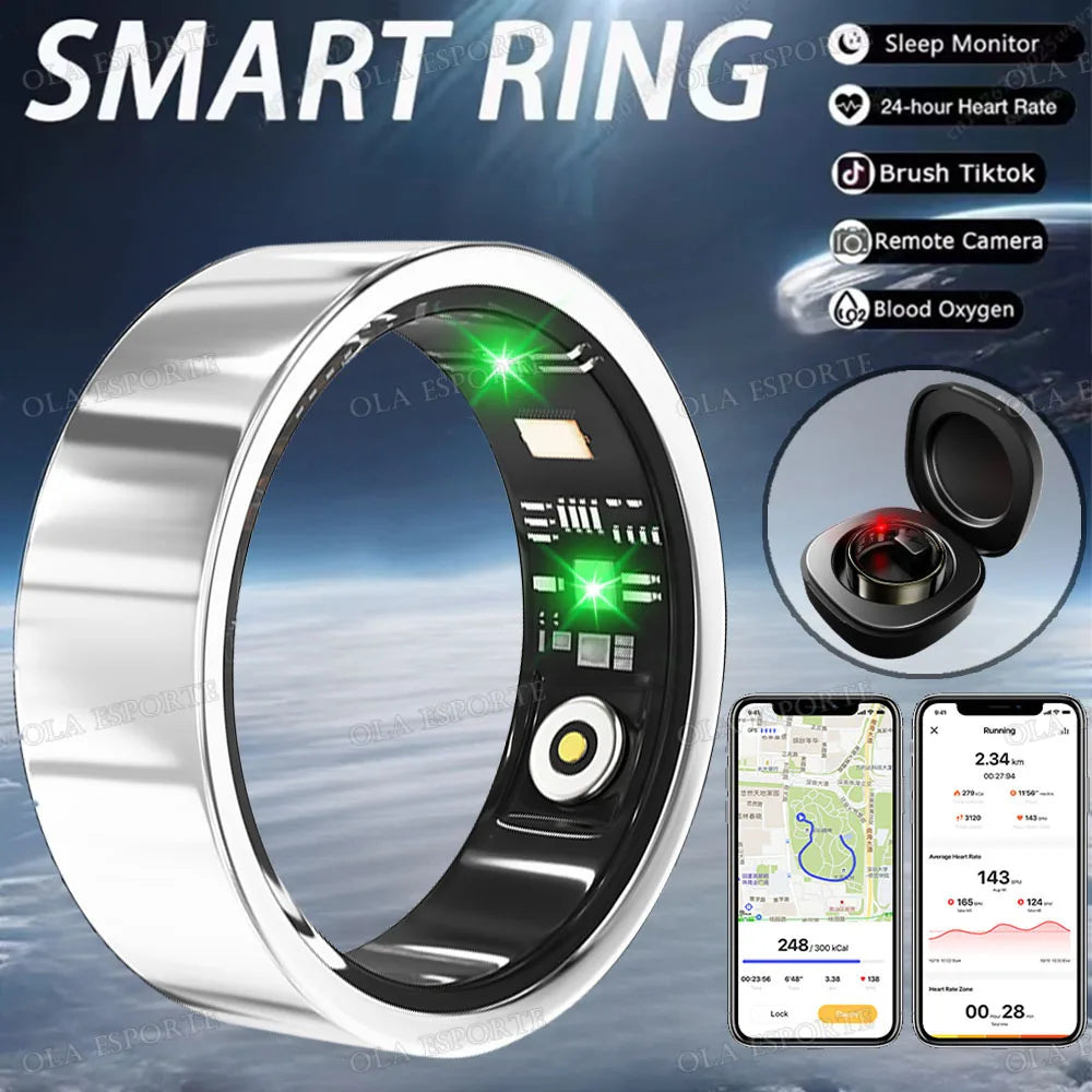 For SmartRing 2025 Women Men Waterproof Health Ring 7-13 size Sport Couple Smart Ring Tiktok Slide Control Sleep Monitor