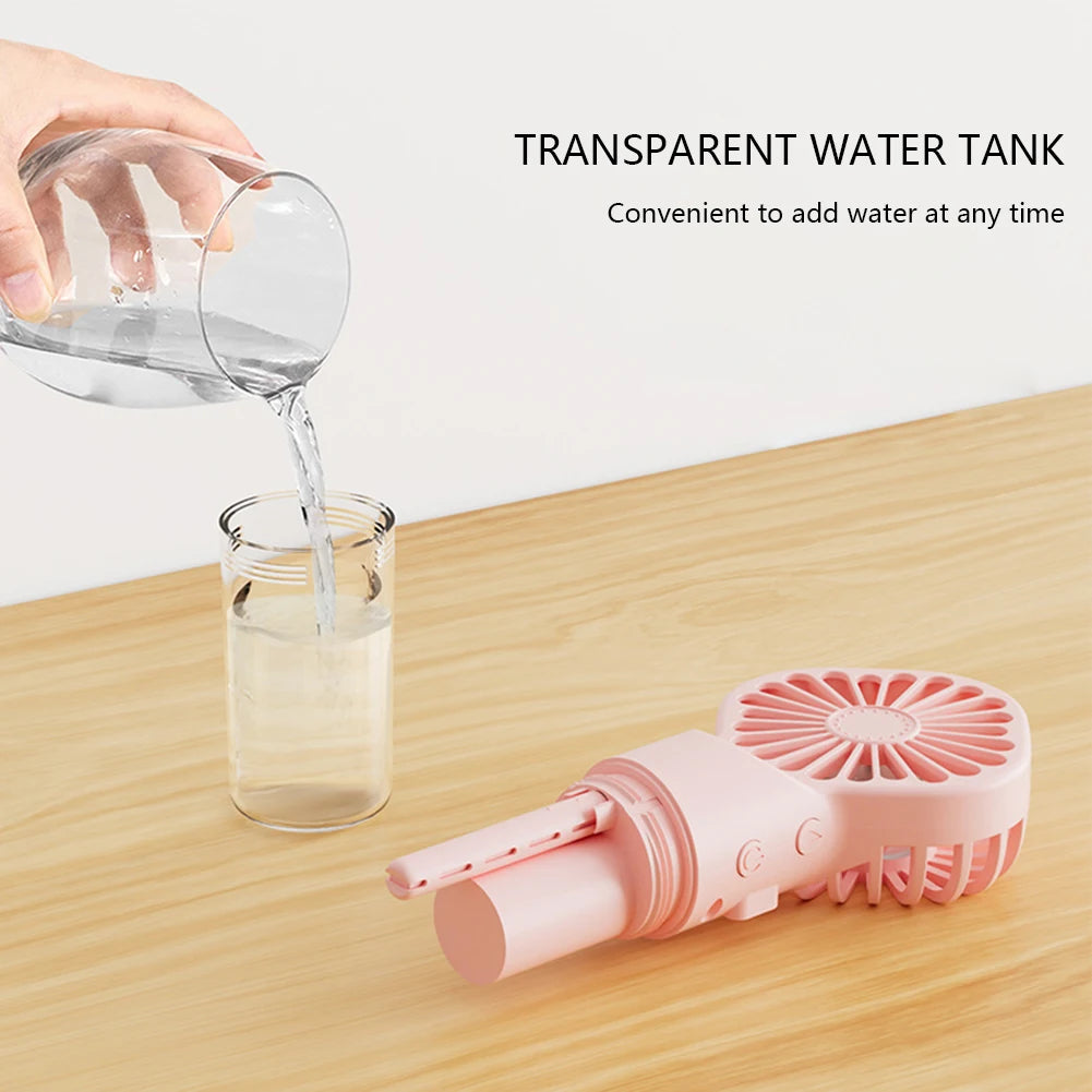 Handheld Mini Air Conditioner USB Rechargeable Portable Humidifier Mist Cooler 4 Speed Humidification Fan Low Noise Summer Gift