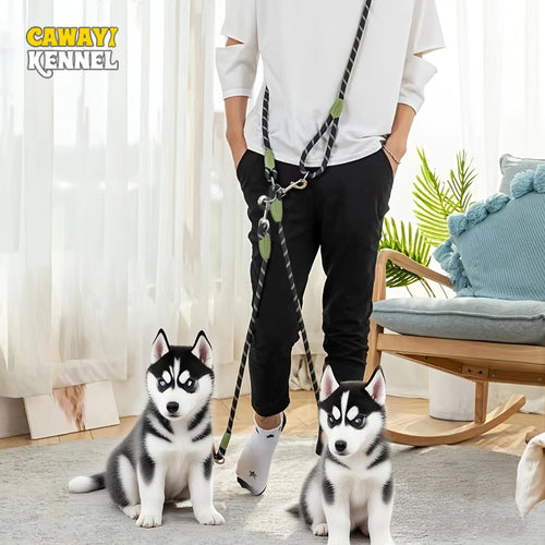 1 PC Hands Free Dog Leash for 2 Dogs Reflective Running Dual Dog Leash 360° Swivel Leash for Pet Outdoor Walking Jogging Hiking