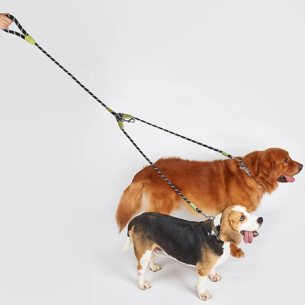 1 PC Hands Free Dog Leash for 2 Dogs Reflective Running Dual Dog Leash 360° Swivel Leash for Pet Outdoor Walking Jogging Hiking