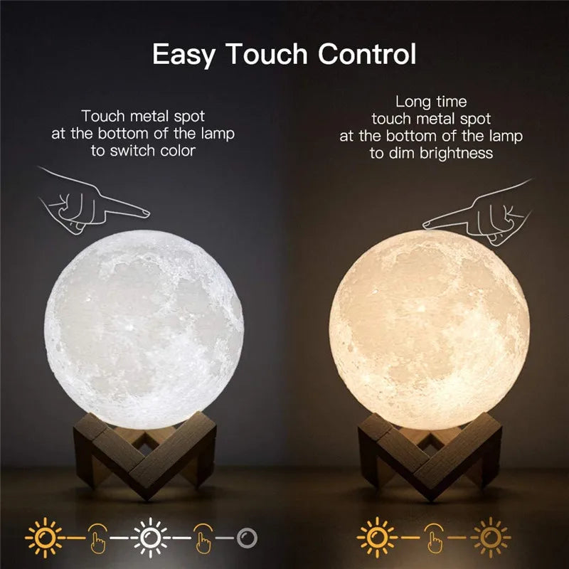 15CM LED Moon Lamp 3D Rechargeable Moon Lights with Remote Touch Control 16 Colors Night Light for Bedroom Decor Kids Child Gift