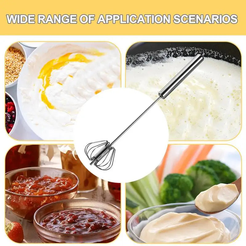 Semi-Automatic Hand Mixer Stainless Steel Whisker Multifunctional Hand Push Whisk Semi-Automatic Whipper Stainless Steel Whisk