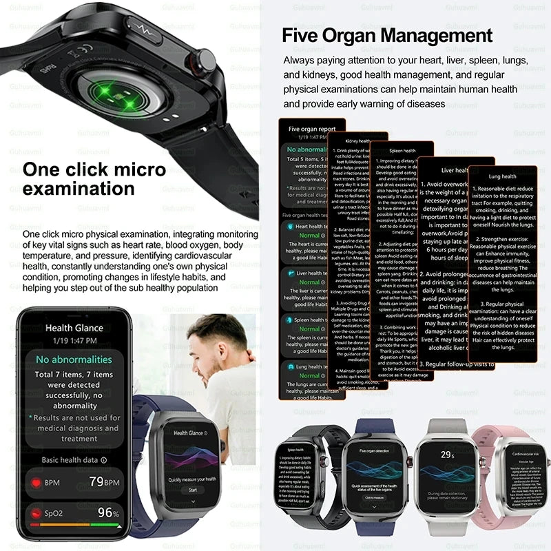 2025 New For XIAOMI Uric acid Blood lipids Smart Watch Men ECG+PPG Blood pressure Blood oxygen Bluetooth Call Health Smartwatchs