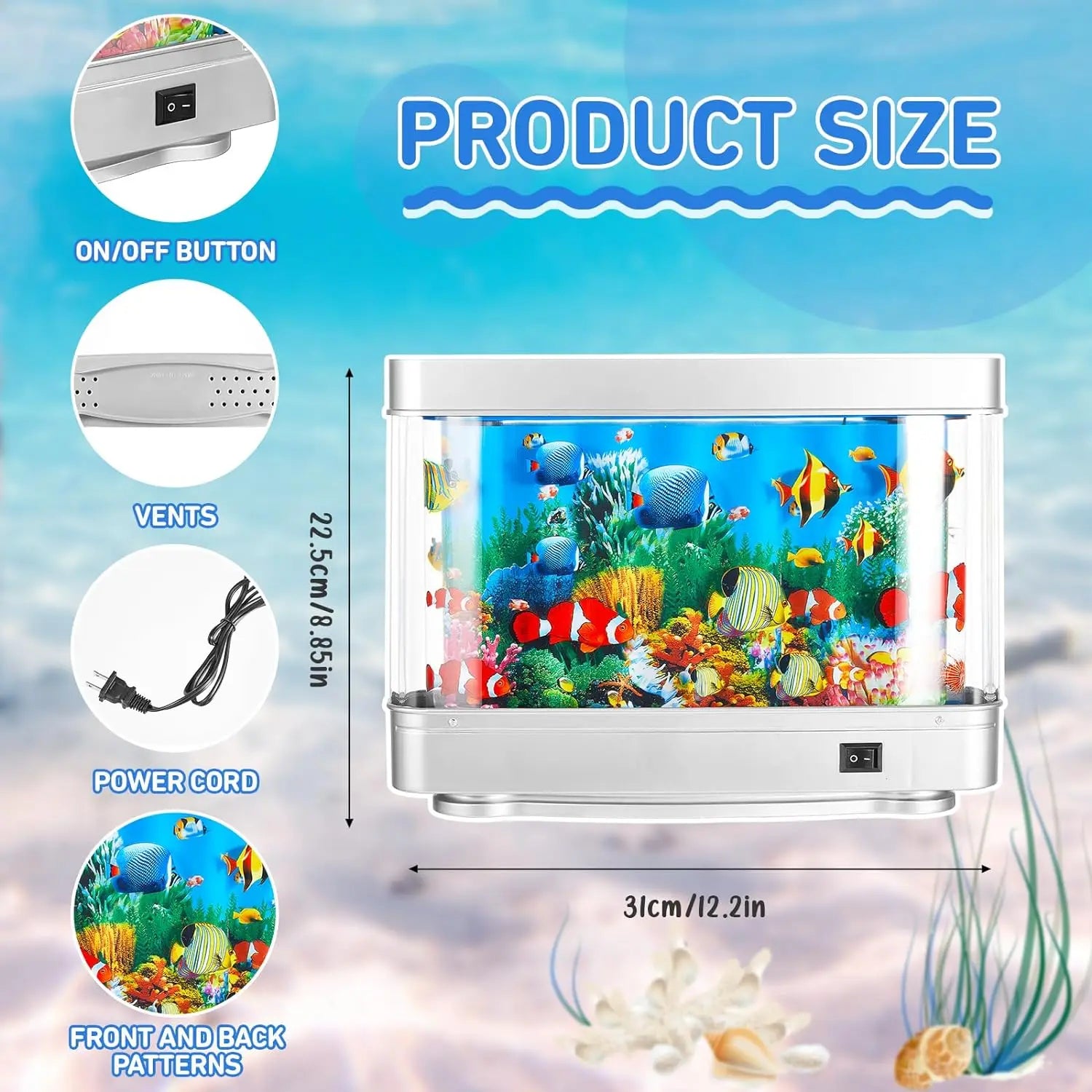 Artificial Tropical Fish Tank Lamp Decorative Sensory Aquarium Table Lamp Virtual Move Ocean Mood Night Light Room Decoration