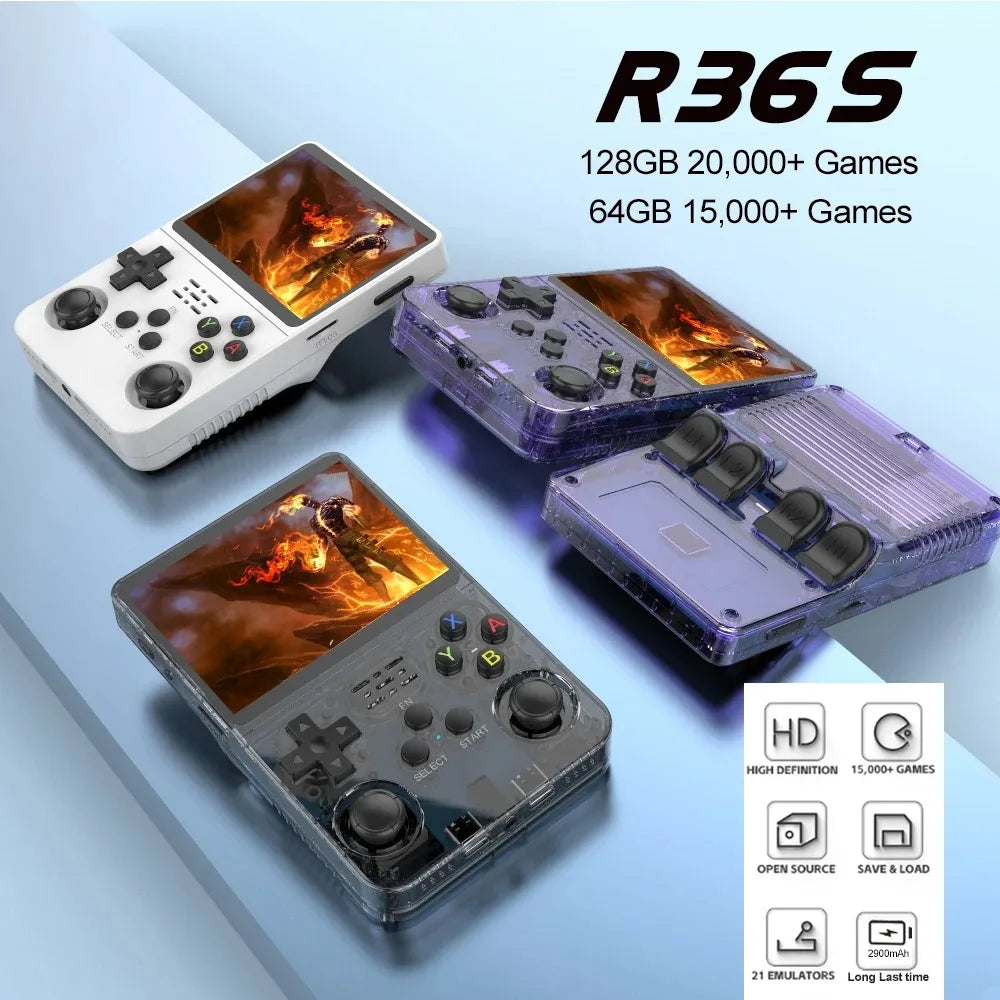 R36S Retro Handheld Video Game Console Linux System 3.5 Inch IPS Screen Portable Pocket Video Player 64GB 128G 256G Games