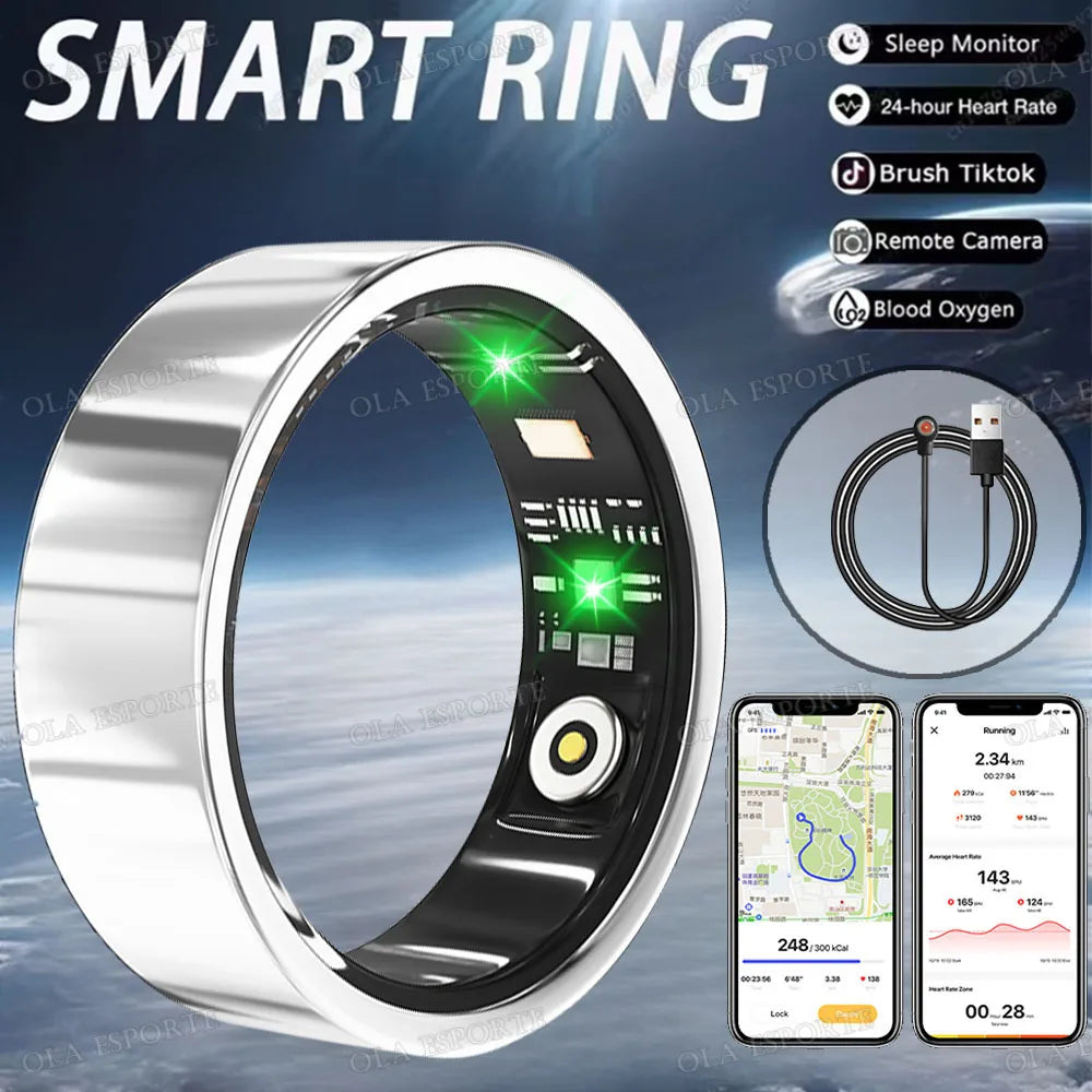 For SmartRing 2025 Women Men Waterproof Health Ring 7-13 size Sport Couple Smart Ring Tiktok Slide Control Sleep Monitor
