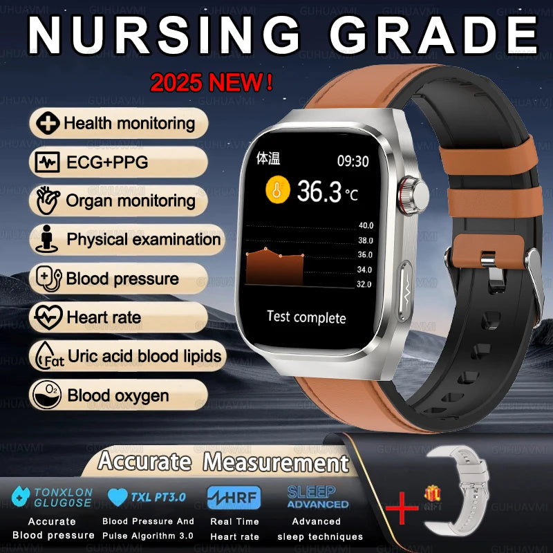 2025 New For XIAOMI Uric acid Blood lipids Smart Watch Men ECG+PPG Blood pressure Blood oxygen Bluetooth Call Health Smartwatchs