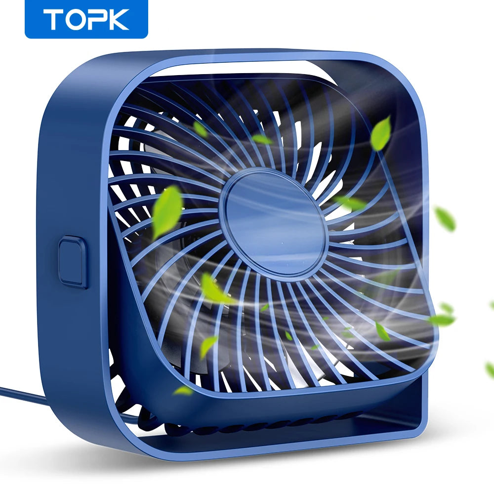 TOPK USB Desk Fan, Mini Fan Portable,3 Speeds Desktop Table Cooling Fan,Quiet Personal Small Fans for Room Home Desktop Office