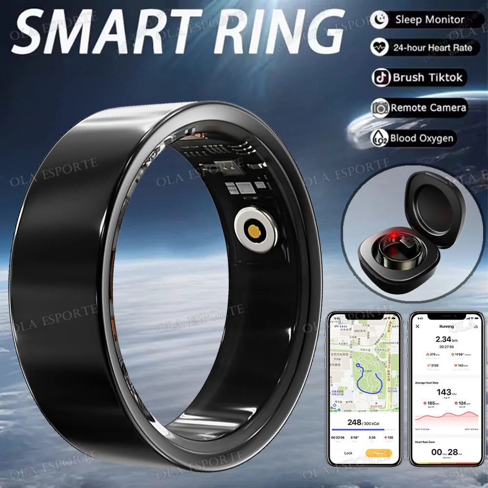 For SmartRing 2025 Women Men Waterproof Health Ring 7-13 size Sport Couple Smart Ring Tiktok Slide Control Sleep Monitor