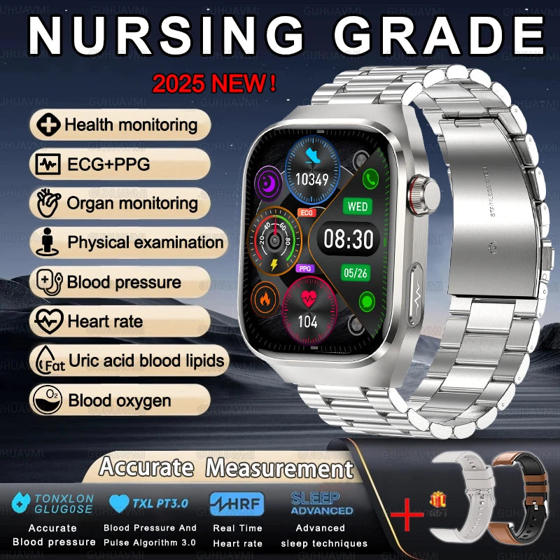 2025 New For XIAOMI Uric acid Blood lipids Smart Watch Men ECG+PPG Blood pressure Blood oxygen Bluetooth Call Health Smartwatchs