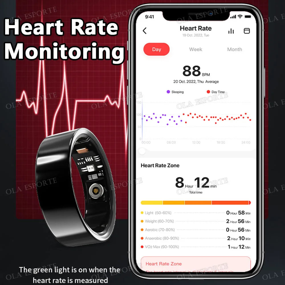 For SmartRing 2025 Women Men Waterproof Health Ring 7-13 size Sport Couple Smart Ring Tiktok Slide Control Sleep Monitor