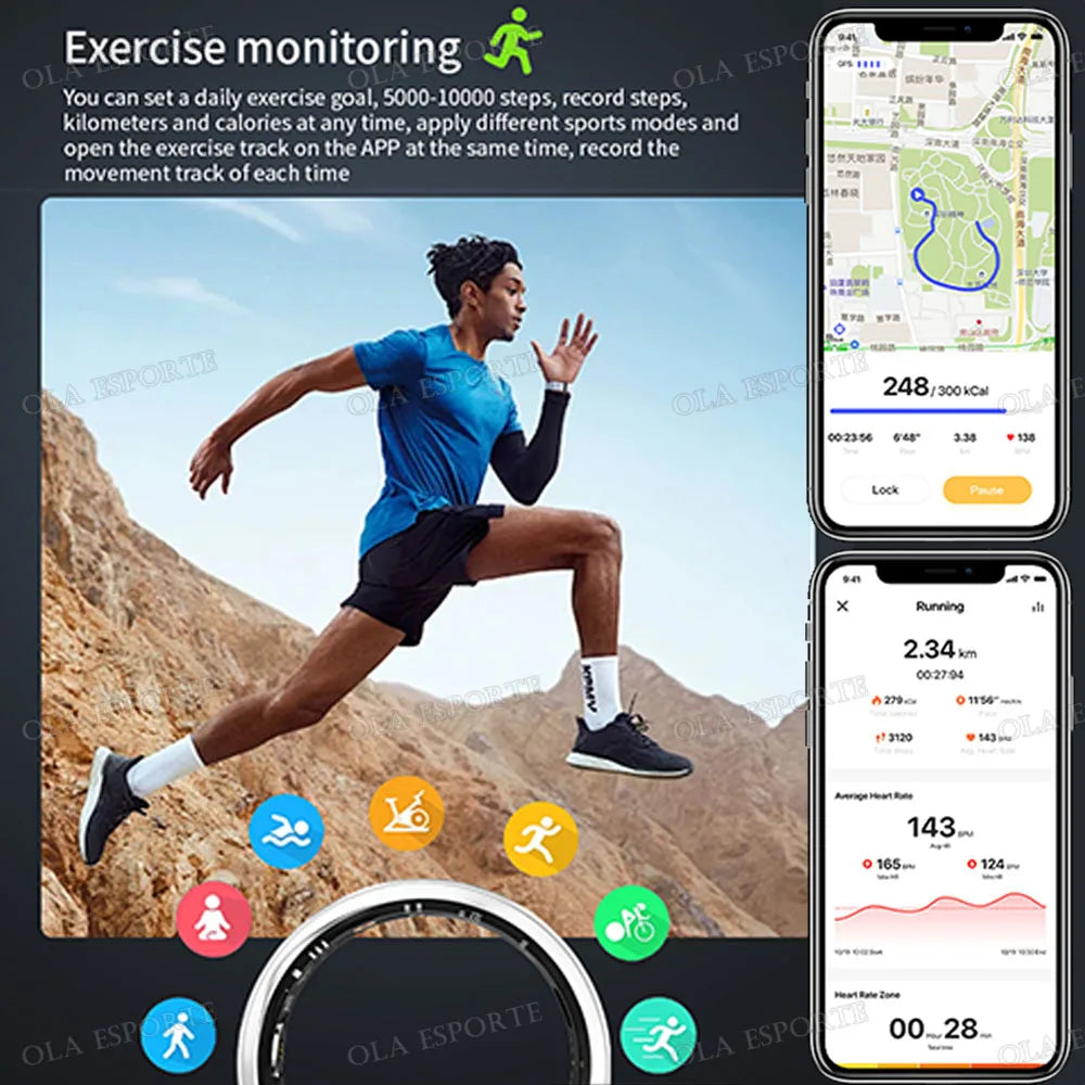 For SmartRing 2025 Women Men Waterproof Health Ring 7-13 size Sport Couple Smart Ring Tiktok Slide Control Sleep Monitor