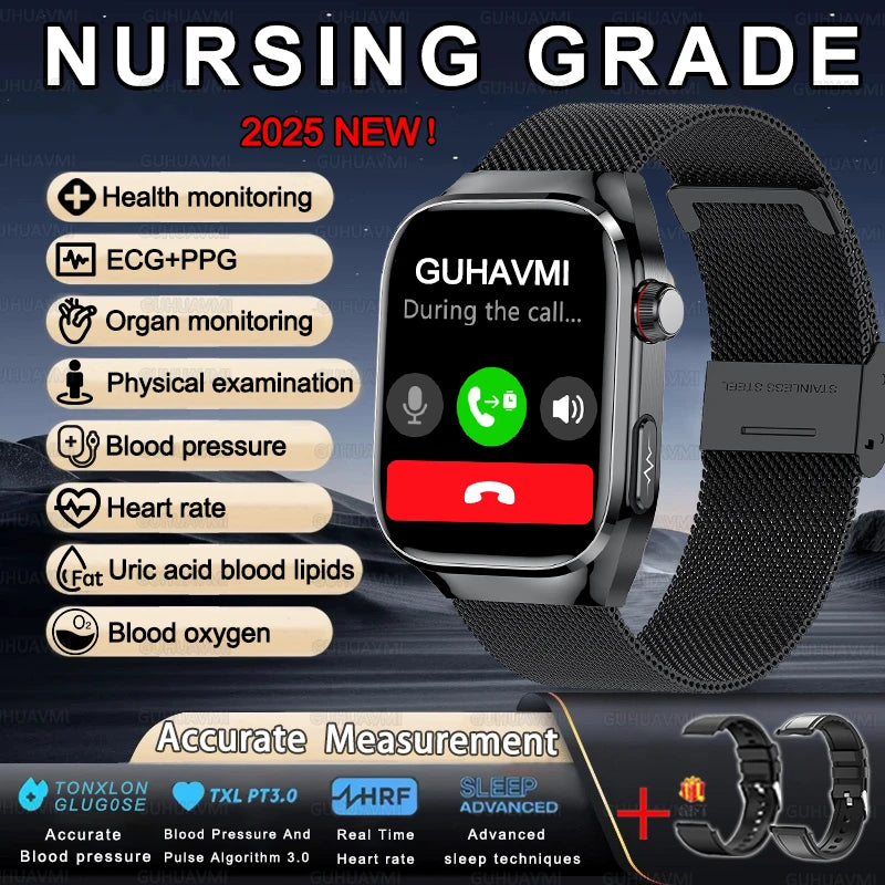 2025 New For XIAOMI Uric acid Blood lipids Smart Watch Men ECG+PPG Blood pressure Blood oxygen Bluetooth Call Health Smartwatchs