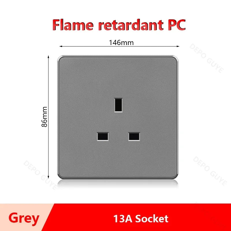 Universal 5-pin Dual USB charging socket,White smart 18W Fast Charging Type C  Power Outlet plug,UK Wall electrical socket 220V