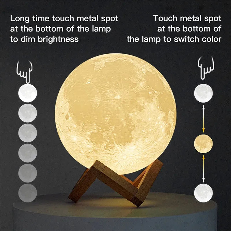 15CM LED Moon Lamp 3D Rechargeable Moon Lights with Remote Touch Control 16 Colors Night Light for Bedroom Decor Kids Child Gift
