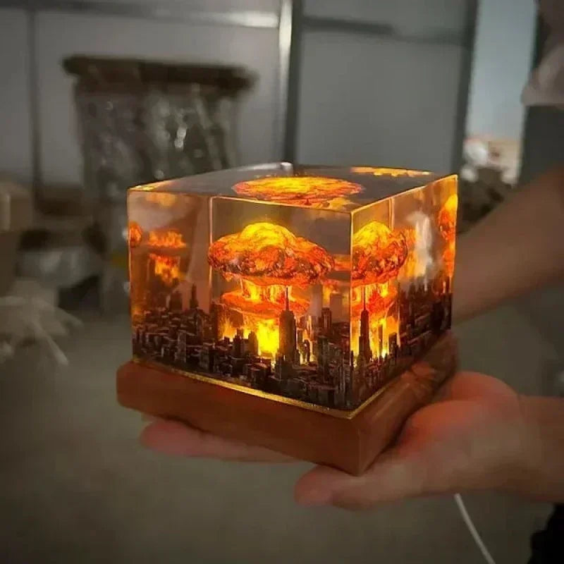 Nuclear Explosion Bomb Mushroom Cloud Lamp Flameless Lamp For Courtyard Living Room Decor 3D Night Light Rechargeable gifts