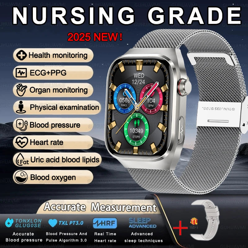 2025 New For XIAOMI Uric acid Blood lipids Smart Watch Men ECG+PPG Blood pressure Blood oxygen Bluetooth Call Health Smartwatchs