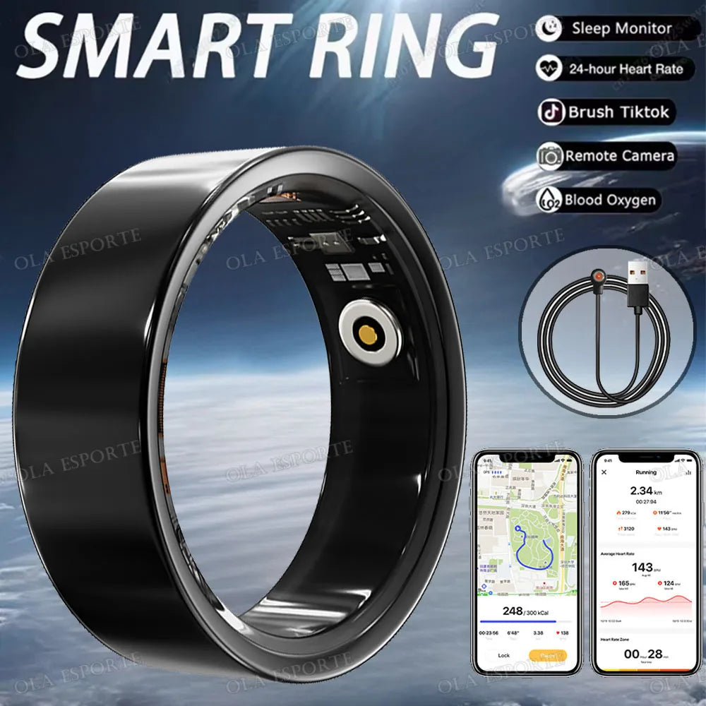 For SmartRing 2025 Women Men Waterproof Health Ring 7-13 size Sport Couple Smart Ring Tiktok Slide Control Sleep Monitor