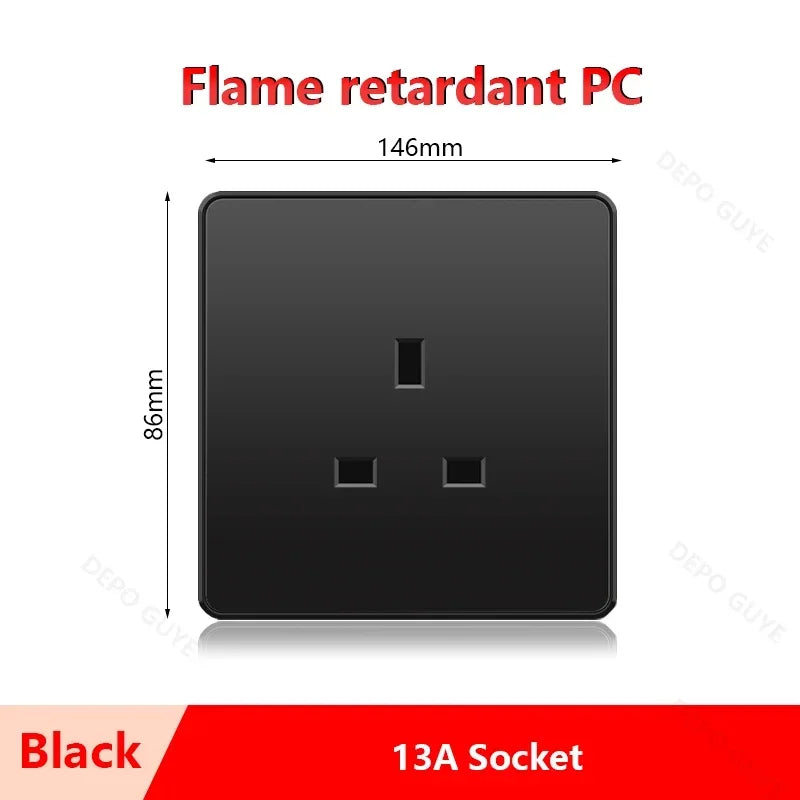 Universal 5-pin Dual USB charging socket,White smart 18W Fast Charging Type C  Power Outlet plug,UK Wall electrical socket 220V