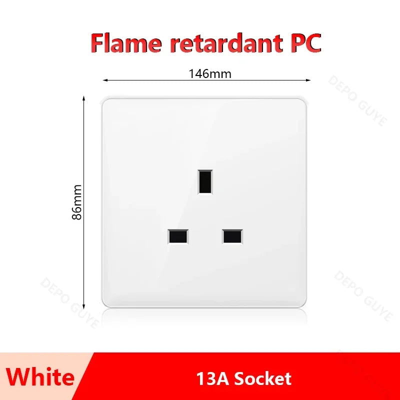 Universal 5-pin Dual USB charging socket,White smart 18W Fast Charging Type C  Power Outlet plug,UK Wall electrical socket 220V