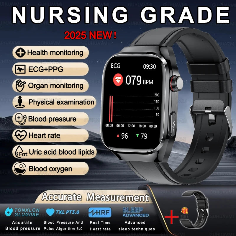 2025 New For XIAOMI Uric acid Blood lipids Smart Watch Men ECG+PPG Blood pressure Blood oxygen Bluetooth Call Health Smartwatchs