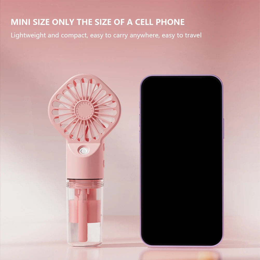 Handheld Mini Air Conditioner USB Rechargeable Portable Humidifier Mist Cooler 4 Speed Humidification Fan Low Noise Summer Gift