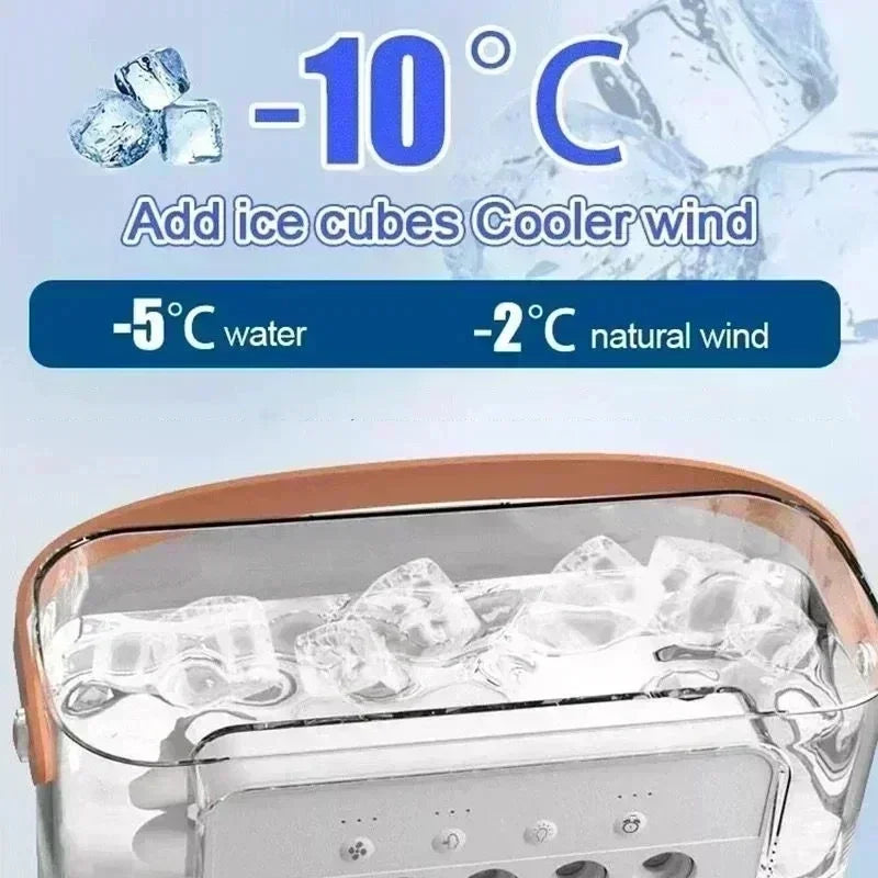 2025 New Portable Air Cooler with Humidifier LED Night Light AI Smart Temperature Adjustment Quiet Personal Space Cooling Fan